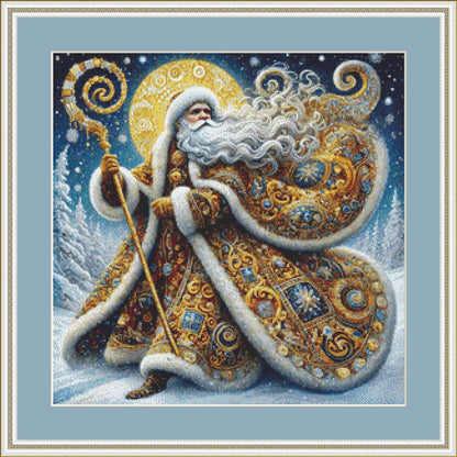 Gilded Father Christmas (Small) counted cross stitch pattern by Mystic Vision Gallery