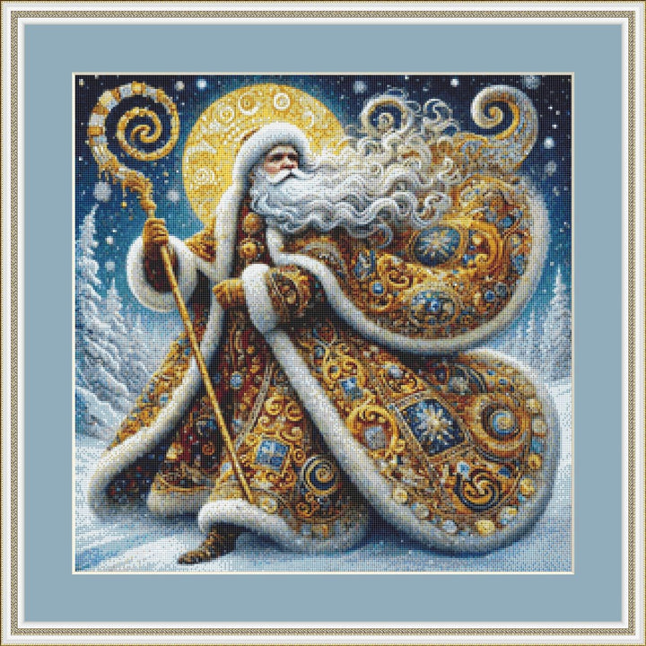Gilded Father Christmas (Small) counted cross stitch pattern by Mystic Vision Gallery