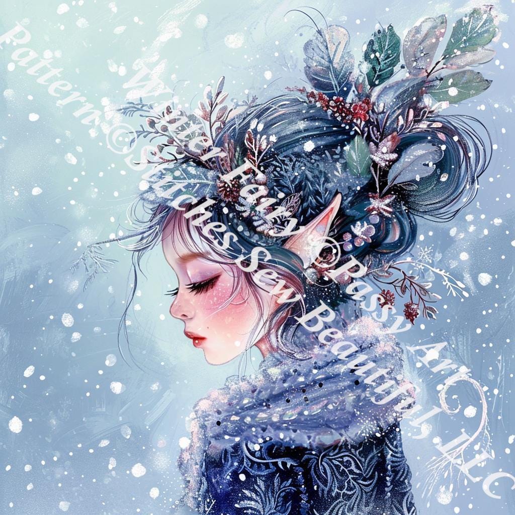 Winter Fairy (Max Size/Color) counted cross stitch pattern by Passy Art