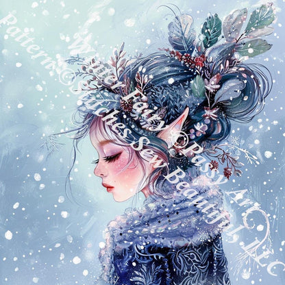 Winter Fairy (Max Size/Color) counted cross stitch pattern by Passy Art
