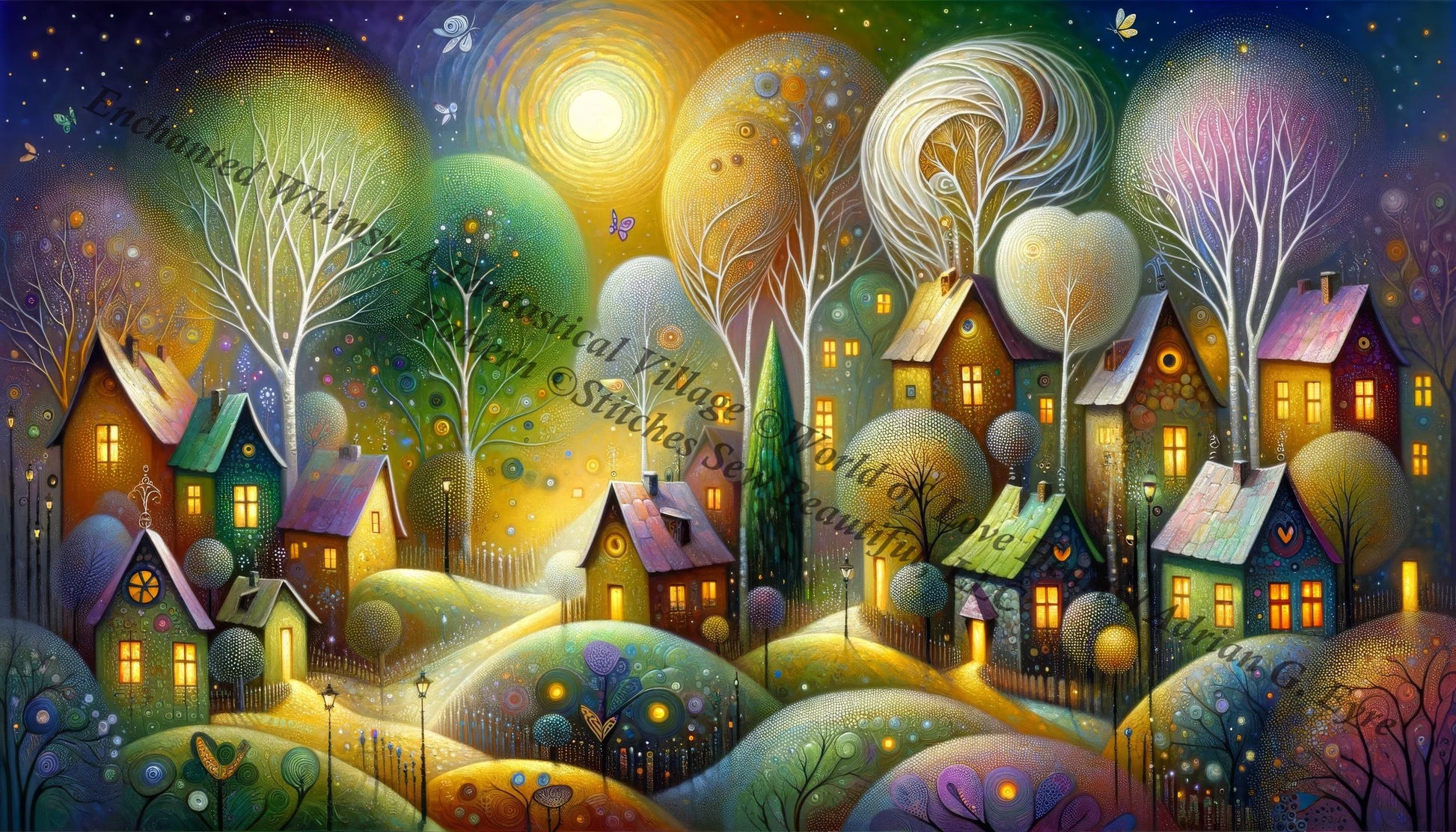 Enchanted Whimsy A Fantastical Village (Small) counted cross stitch pattern by World of Love Hearts/Adrian G. Eyre