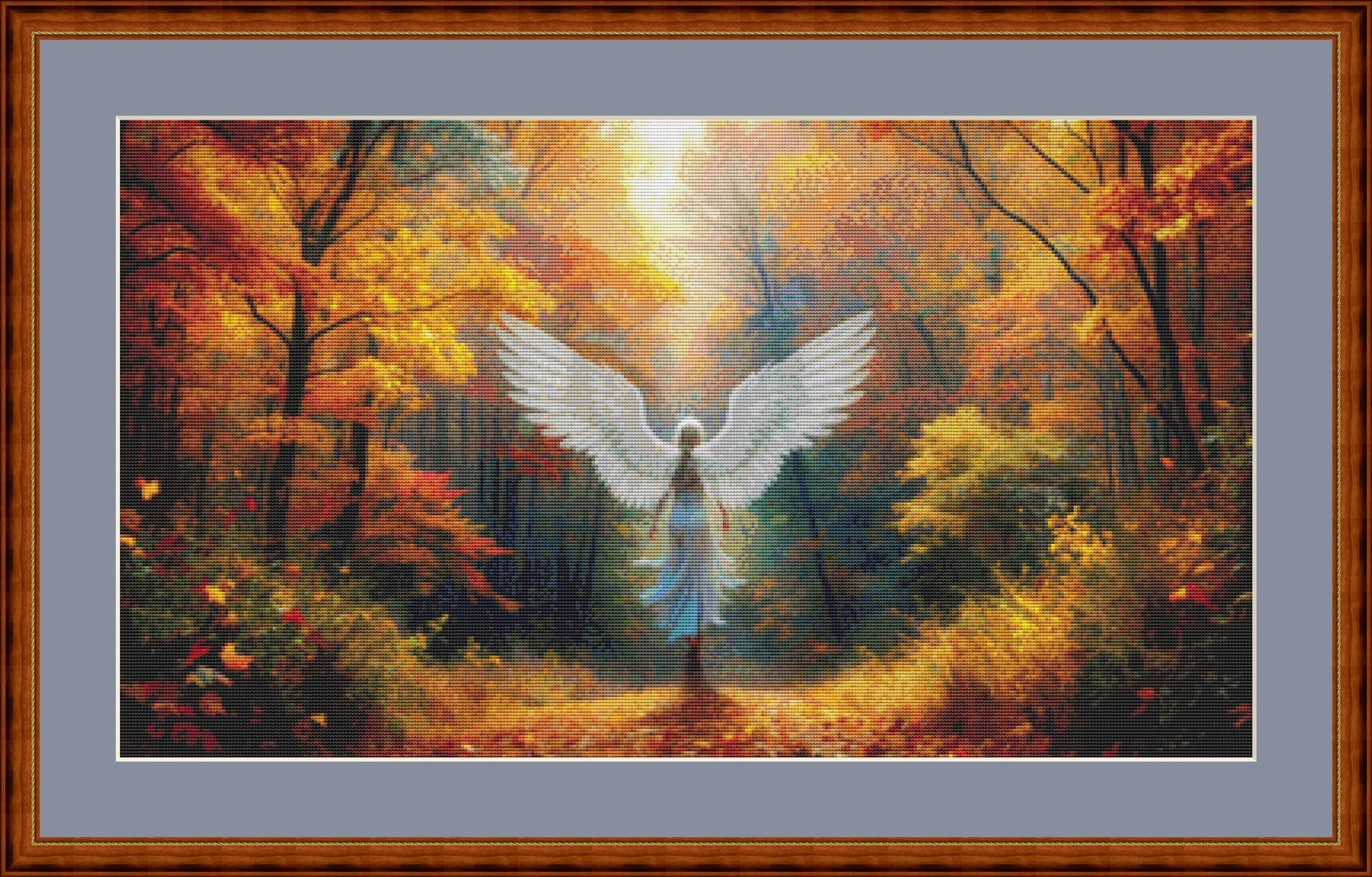 Angel Strolling in The Autumn Forest counted cross stitch pattern © Adobe Ext. License