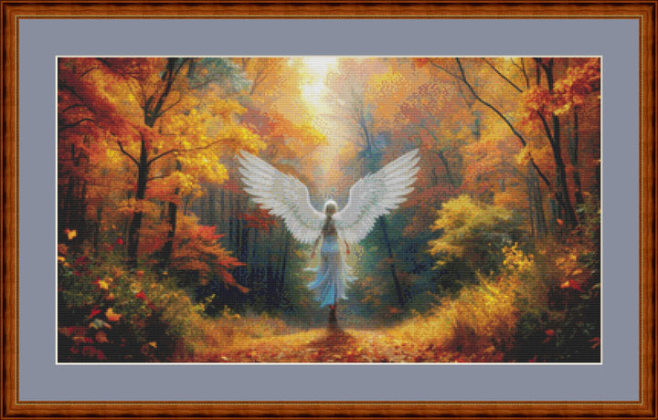 Angel Strolling in The Autumn Forest counted cross stitch pattern © Adobe Ext. License