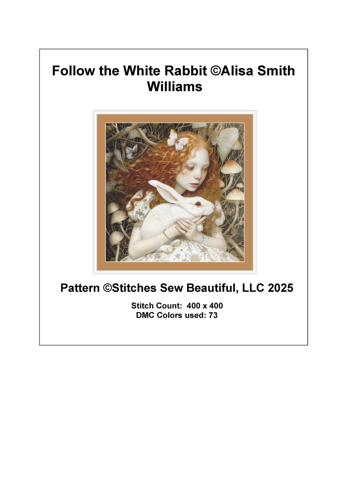 Follow the White Rabbit counted cross stitch pattern by Alisa Smith Williams