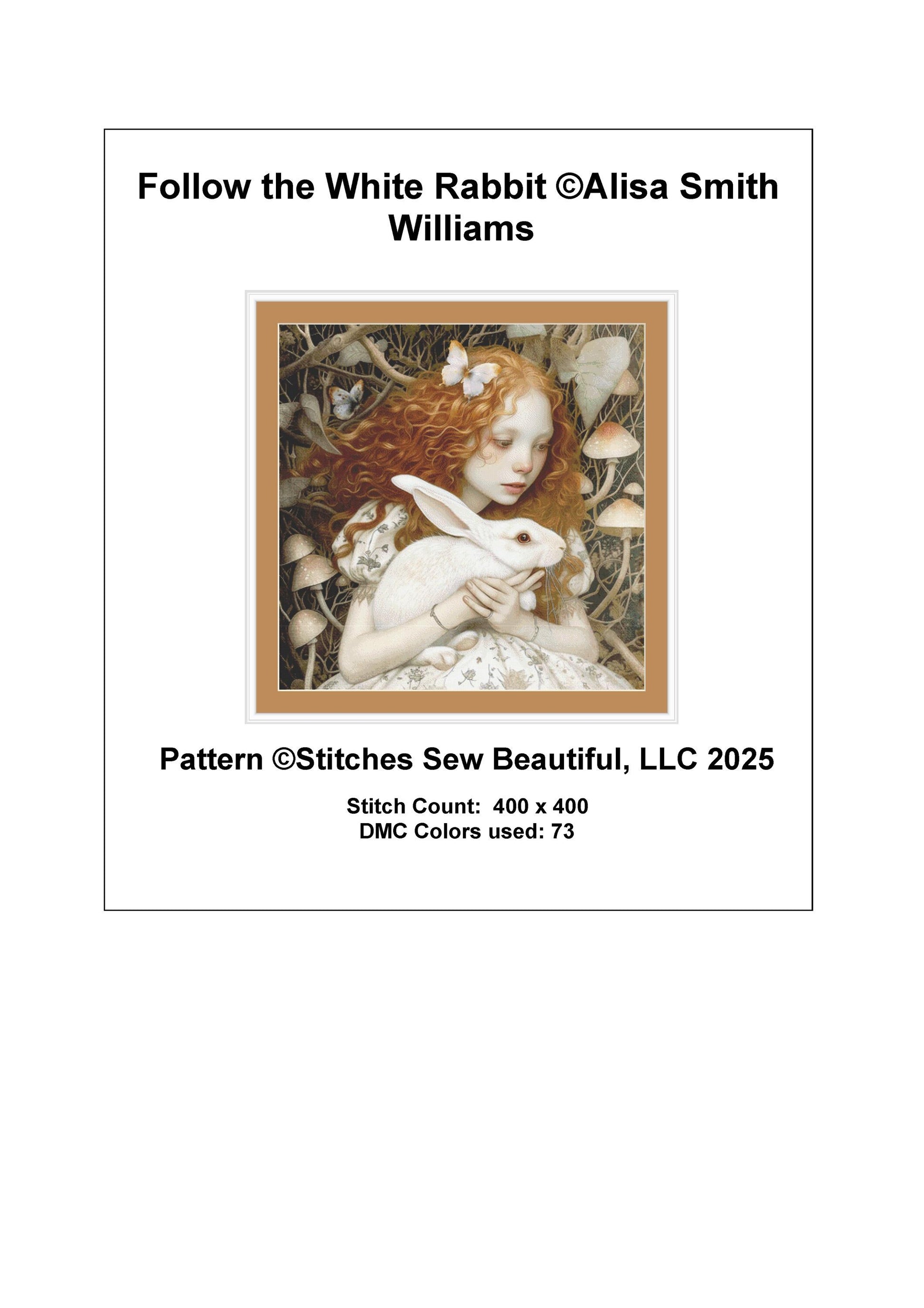 Follow the White Rabbit counted cross stitch pattern by Alisa Smith Williams
