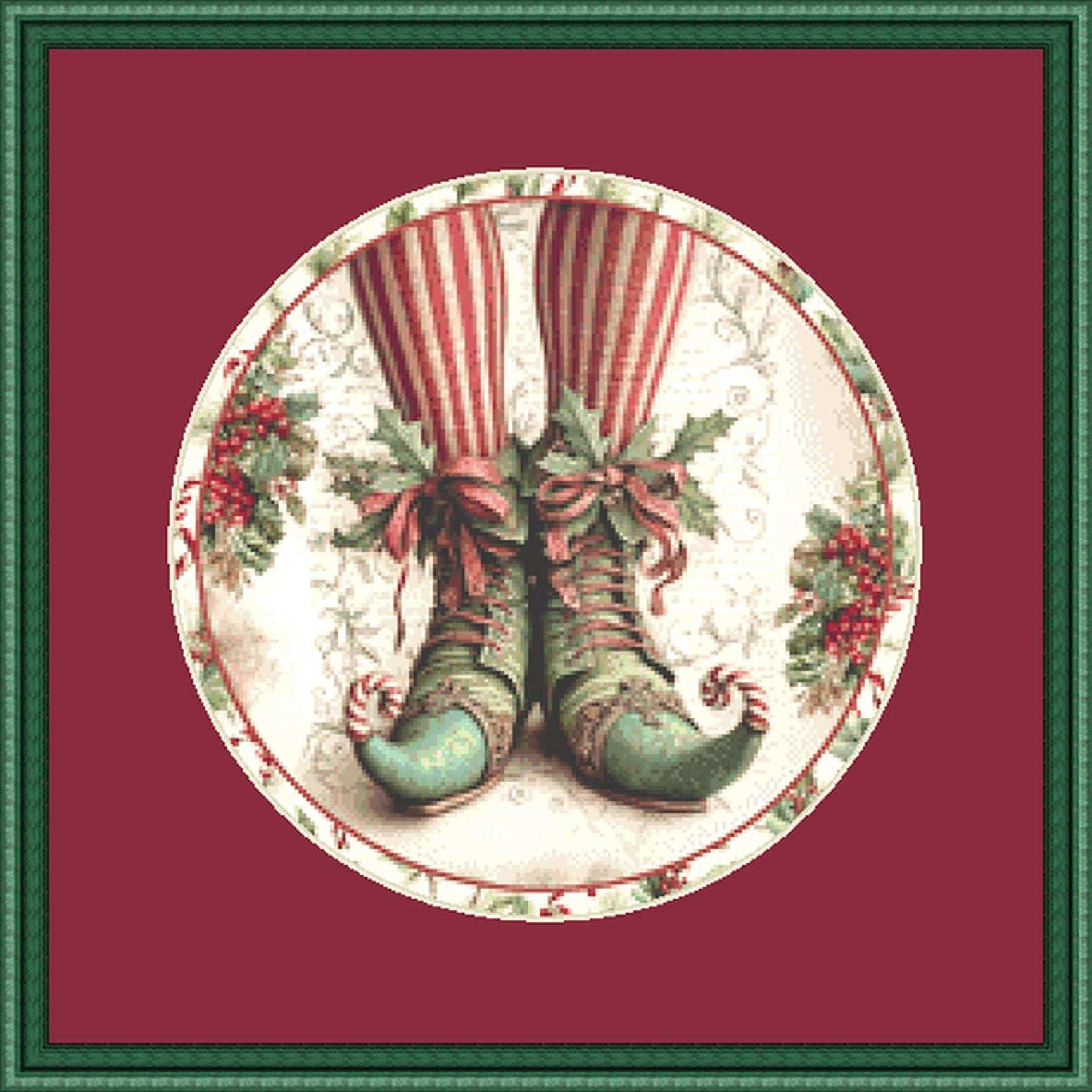 Elf Legs (Round) counted cross stitch pattern by Ivy Cottage Home