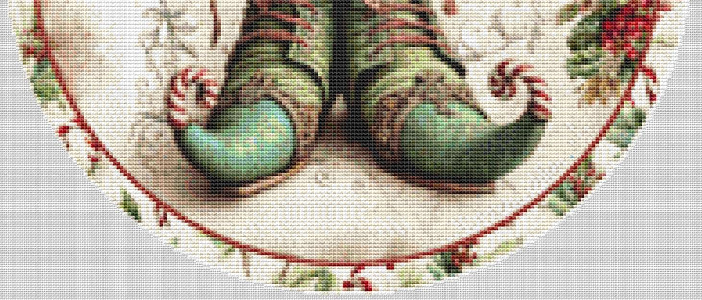 Elf Legs (Round) counted cross stitch pattern by Ivy Cottage Home