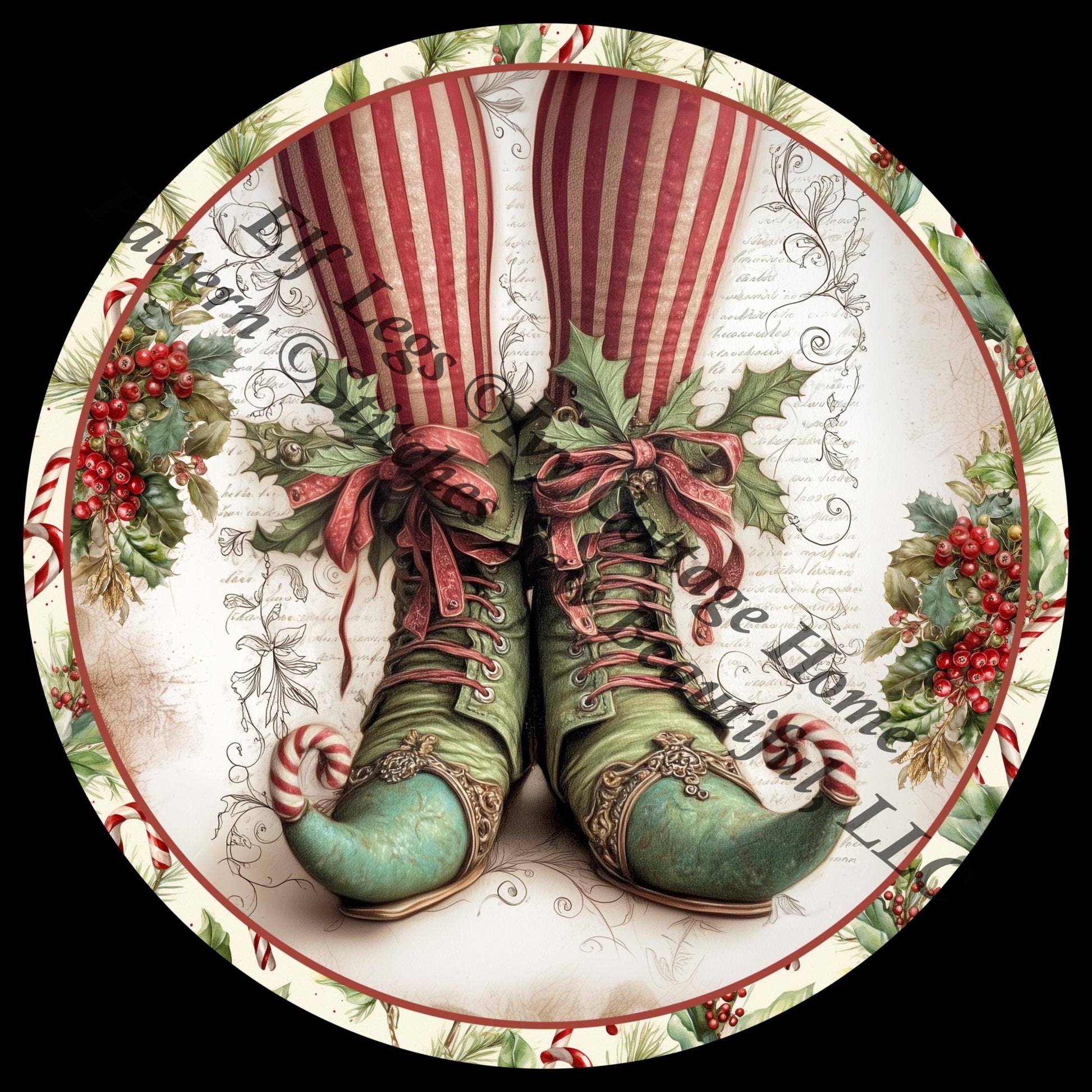 Elf Legs (Round) counted cross stitch pattern by Ivy Cottage Home