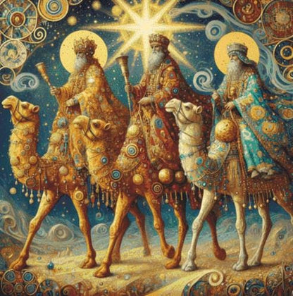 Three Wise Men Under a Guiding Star counted cross stitch pattern by Mystic Vision Gallery