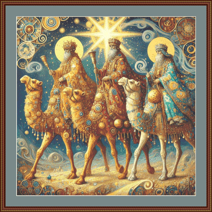 Three Wise Men Under a Guiding Star counted cross stitch pattern by Mystic Vision Gallery