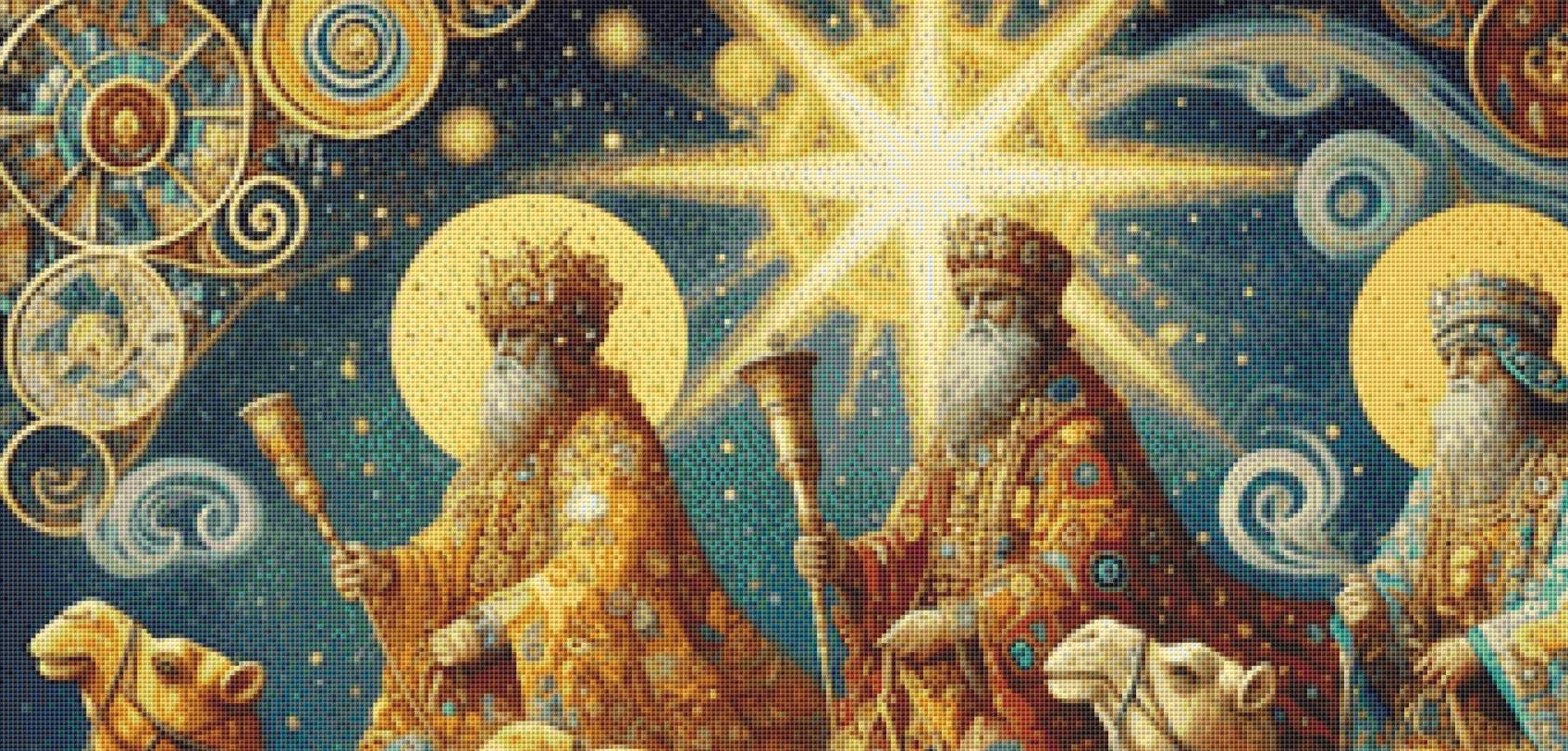 Three Wise Men Under a Guiding Star counted cross stitch pattern by Mystic Vision Gallery
