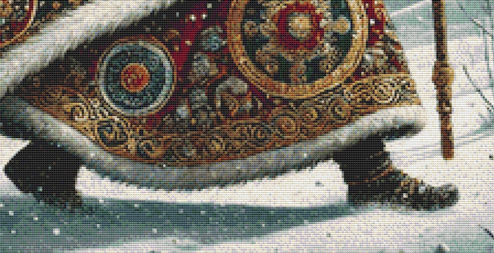 Gilded Green Santa counted cross stitch pattern by Mystic Vision Gallery