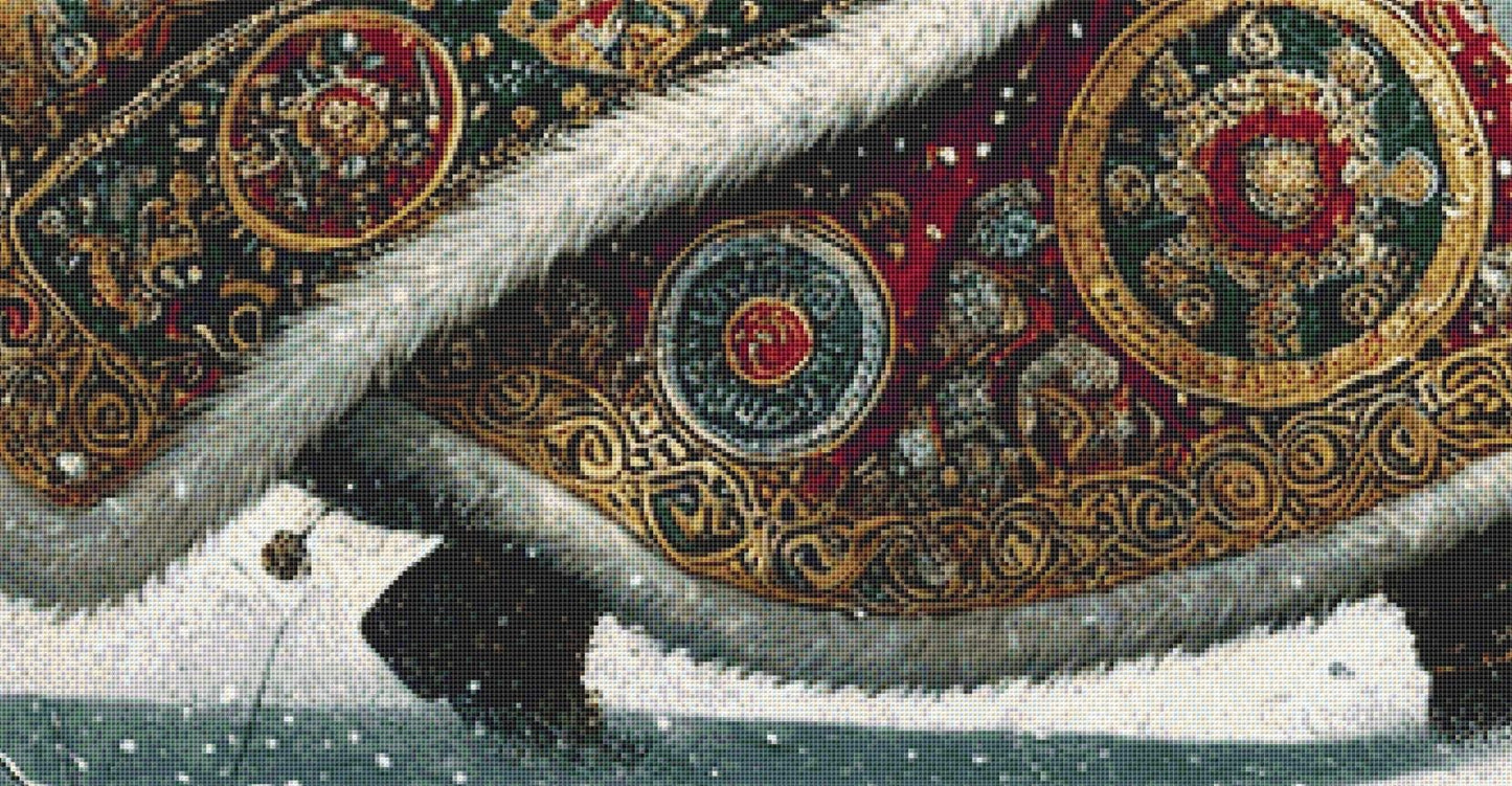 Gilded Green Santa (Max Size/Color) counted cross stitch pattern by Mystic Vision Gallery