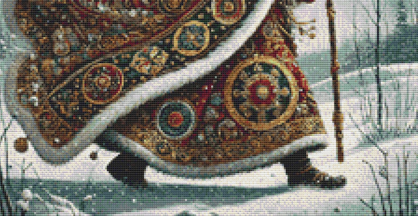 Gilded Green Santa (Small) counted cross stitch pattern by Mystic Vision Gallery