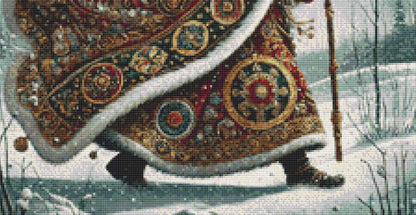 Gilded Green Santa (Small) counted cross stitch pattern by Mystic Vision Gallery