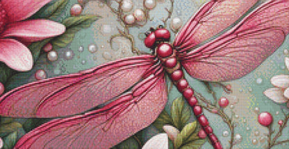 Pink Dragonfly counted cross stitch pattern by Fantasia Dream