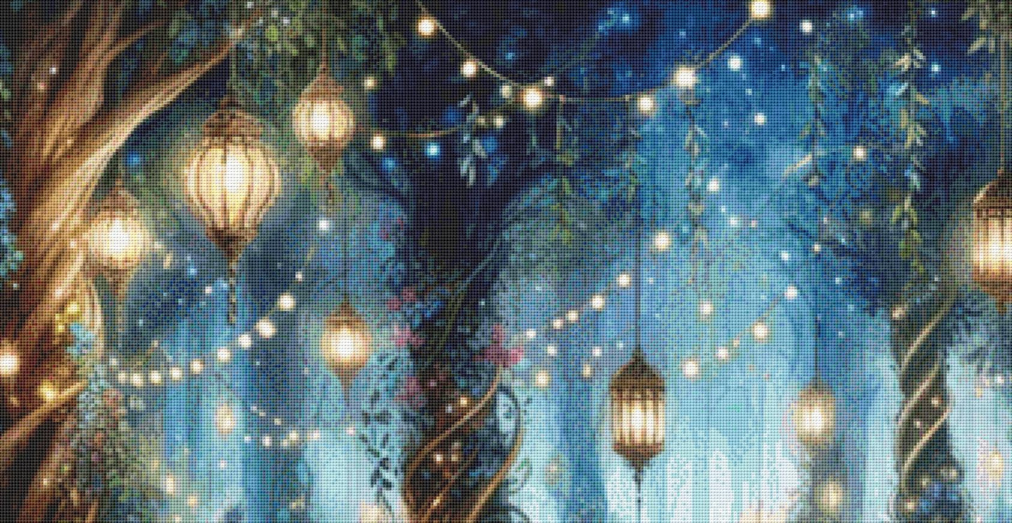 Magical Forest Lights counted cross stitch pattern by Fantasy Digitals
