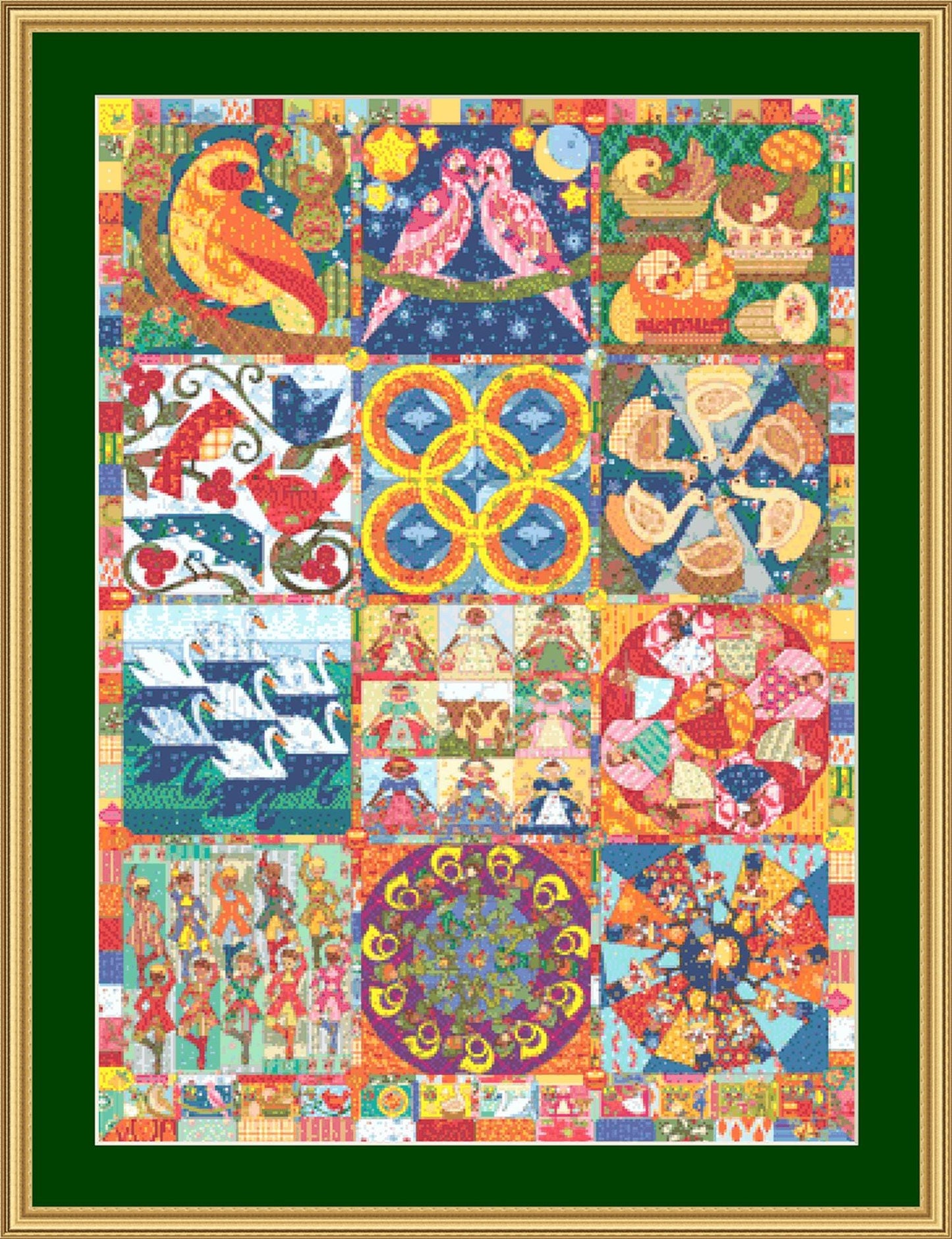 Twelve Days Quilt counted cross stitch pattern by Cobble Hill Puzzle Company/Ansada Art Licensing Group, LLC