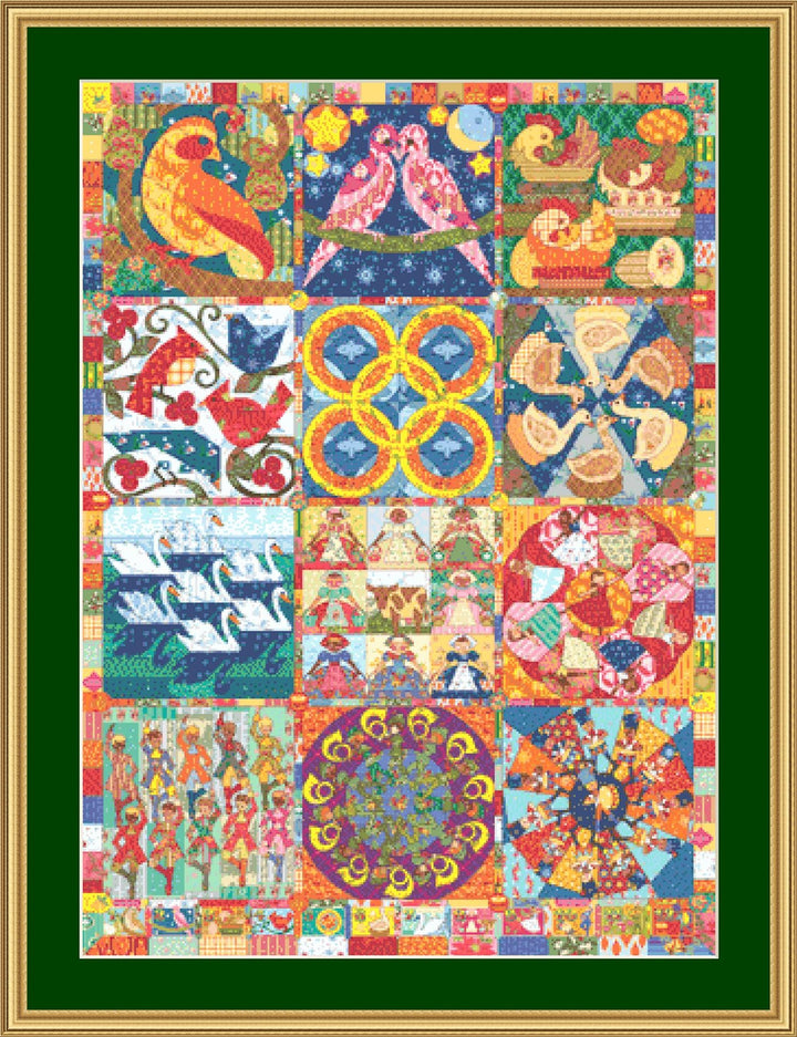 Twelve Days Quilt counted cross stitch pattern by Cobble Hill Puzzle Company/Ansada Art Licensing Group, LLC
