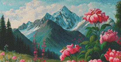 Mountain Meadow (Small) counted cross stitch pattern by Peaceful Art Colors