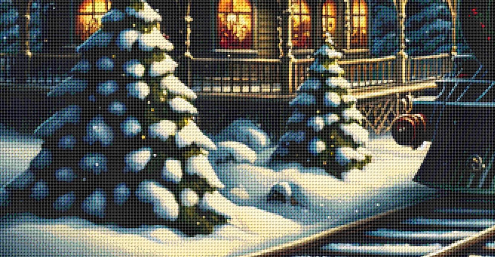 Christmas Train (Max Size/Color) counted cross stitch pattern ©Adobe Ext. License