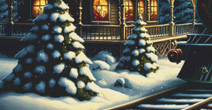 Christmas Train (Max Size/Color) counted cross stitch pattern ©Adobe Ext. License