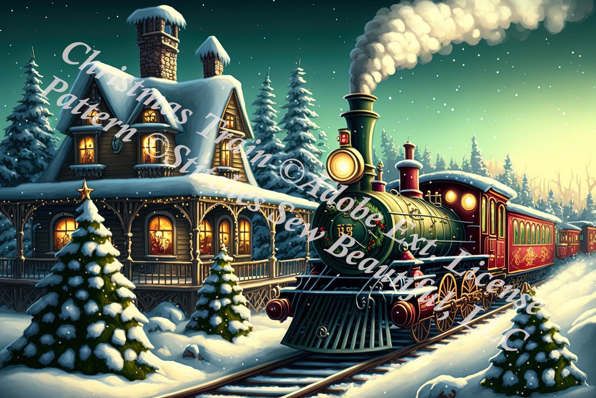 Christmas Train (Small) counted cross stitch pattern ©Adobe Ext. License