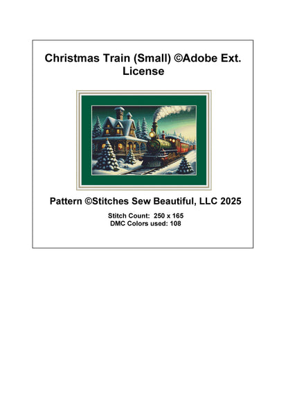Christmas Train (Small) counted cross stitch pattern ©Adobe Ext. License