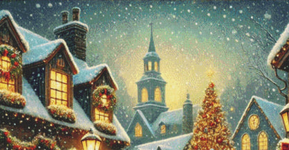 Nostalgic Christmas Town counted cross stitch pattern by Mystic Vision Gallery