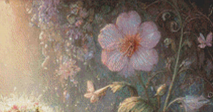 Thumbelina in Bloom counted cross stitch pattern by Mystic Vision Gallery