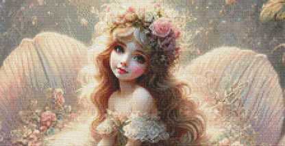 Thumbelina in Bloom counted cross stitch pattern by Mystic Vision Gallery