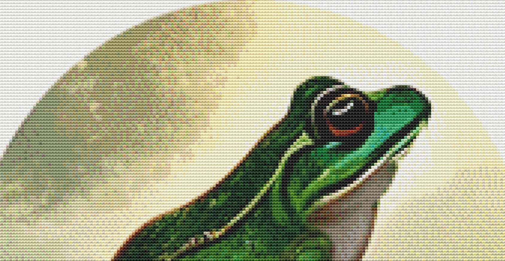 Frog Princess Portrait (Cropped Round) counted cross stitch pattern by Mystic Vision Gallery