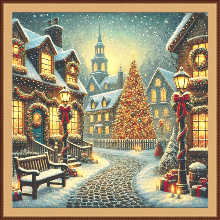 Nostalgic Christmas Town (Max Size/Color) counted cross stitch pattern by Mystic Vision Gallery