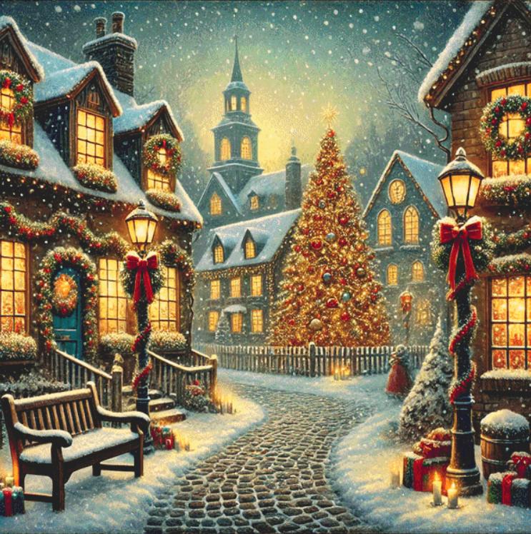 Nostalgic Christmas Town (Max Size/Color) counted cross stitch pattern by Mystic Vision Gallery