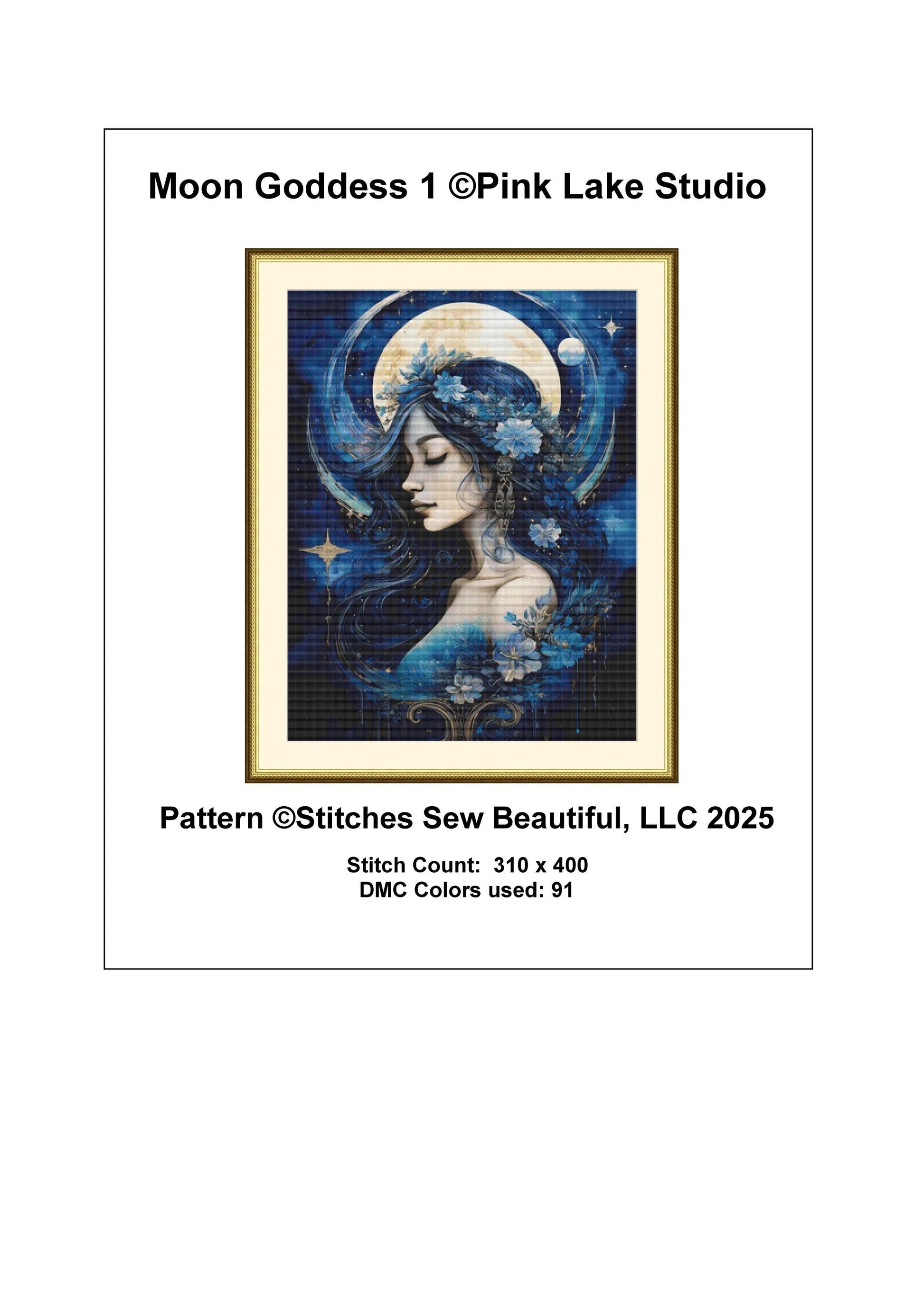 Moon Goddess 1 counted cross stitch pattern by Pink Lake Studio