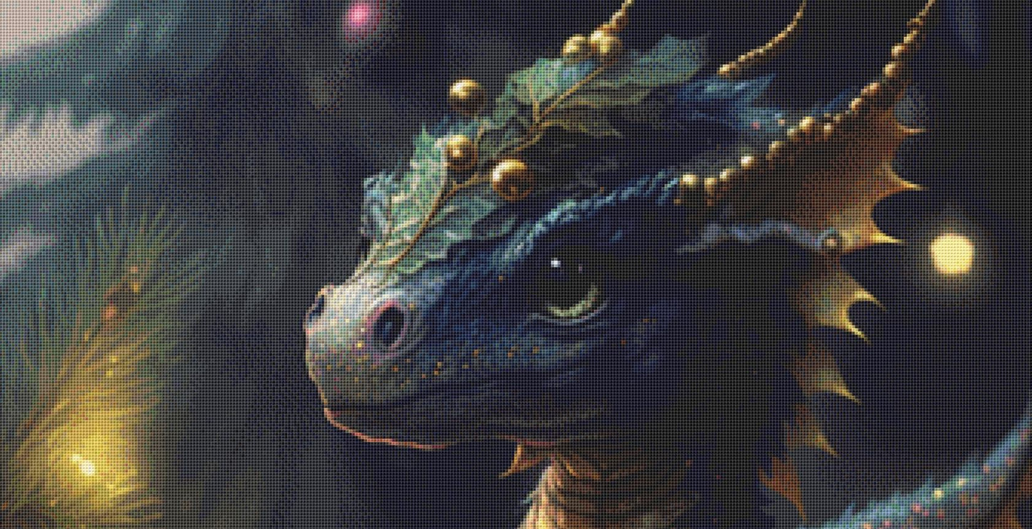 Cute Christmasy Dragon counted cross stitch pattern by Serr.Kai A Quill & Ink