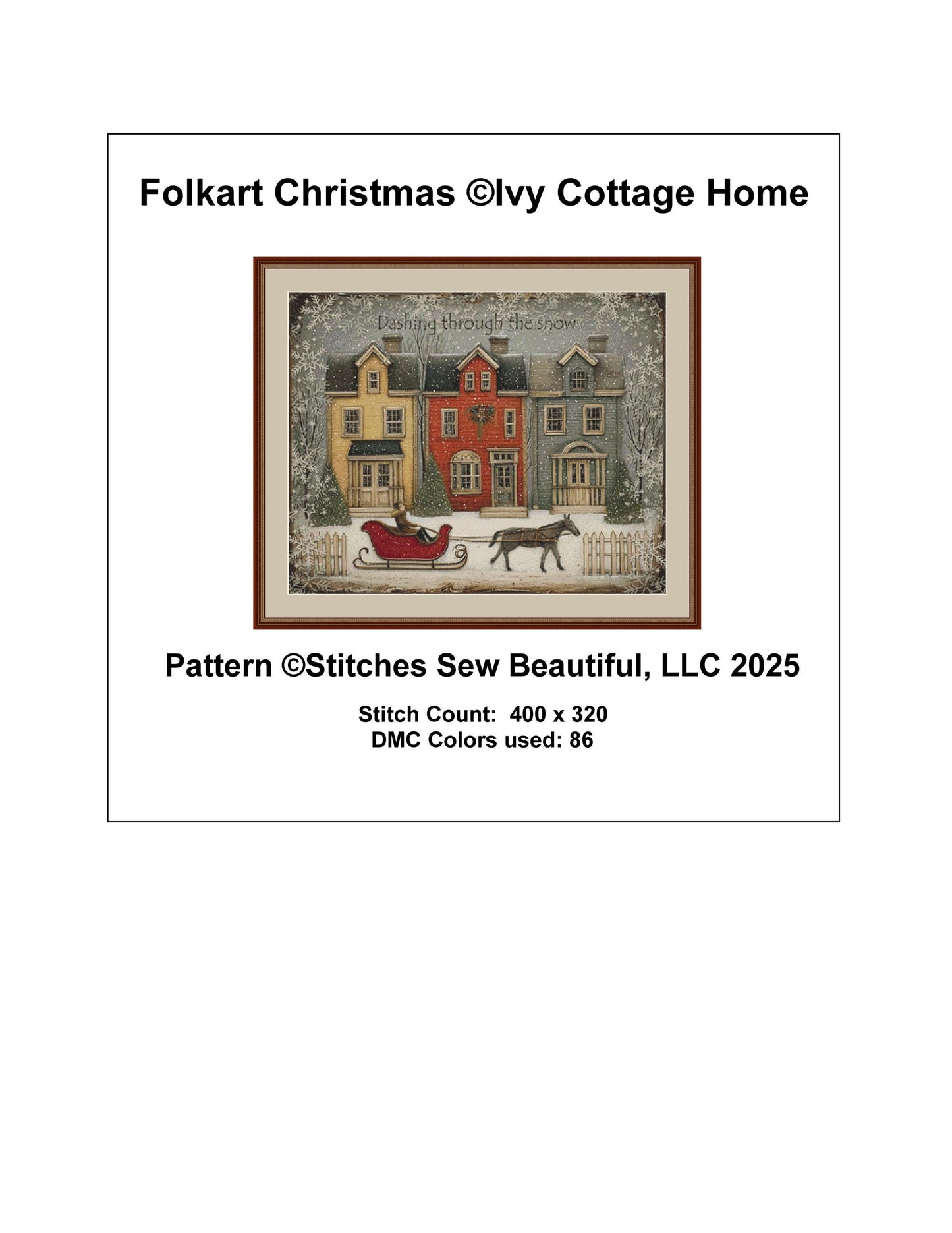 Folkart Christmas counted cross stitch pattern by Ivy Cottage Home