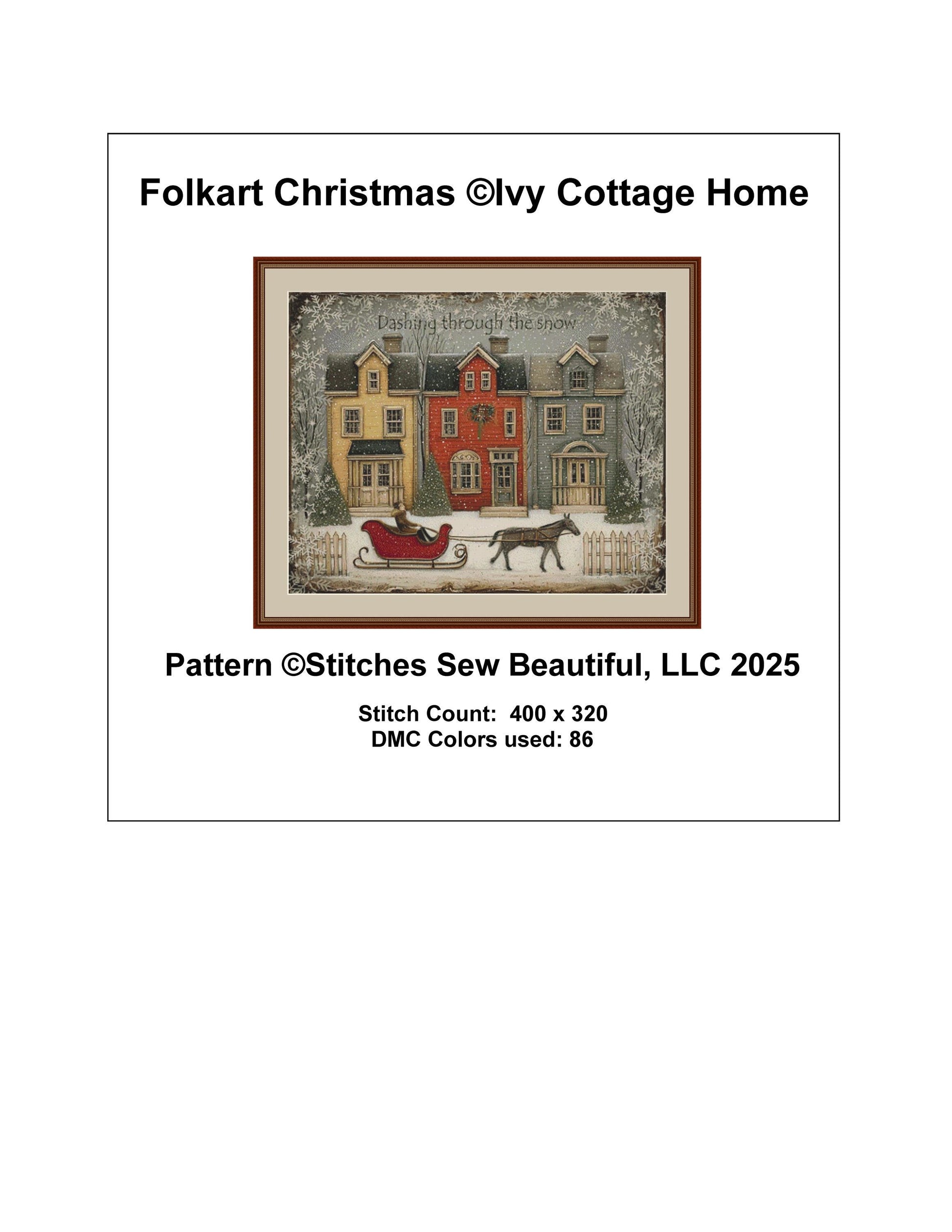 Folkart Christmas counted cross stitch pattern by Ivy Cottage Home