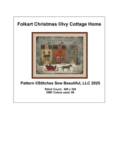 Folkart Christmas counted cross stitch pattern by Ivy Cottage Home
