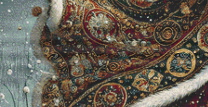 Gilded Green Santa counted cross stitch pattern by Mystic Vision Gallery