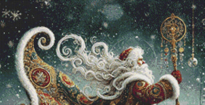 Gilded Green Santa (Small) counted cross stitch pattern by Mystic Vision Gallery