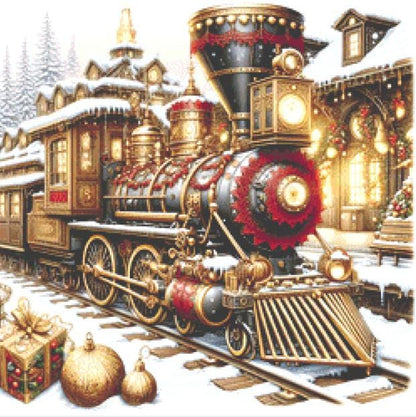 Steampunk Christmas Train (Small) counted cross stitch pattern by AdneLStudio