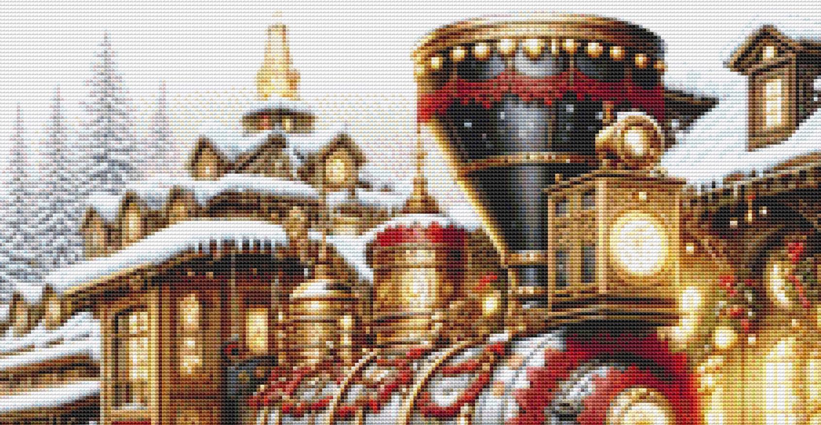 Steampunk Christmas Train (Small) counted cross stitch pattern by AdneLStudio