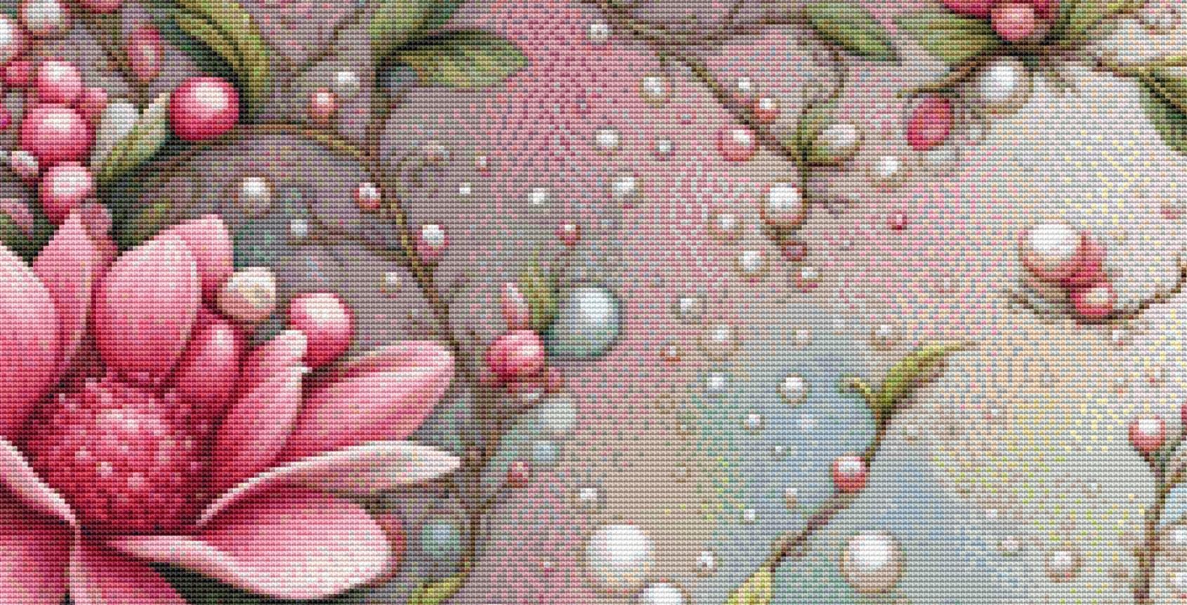 Pink Dragonfly counted cross stitch pattern by Fantasia Dream