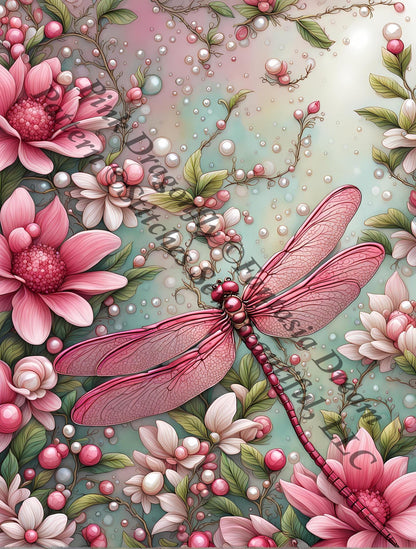 Pink Dragonfly counted cross stitch pattern by Fantasia Dream