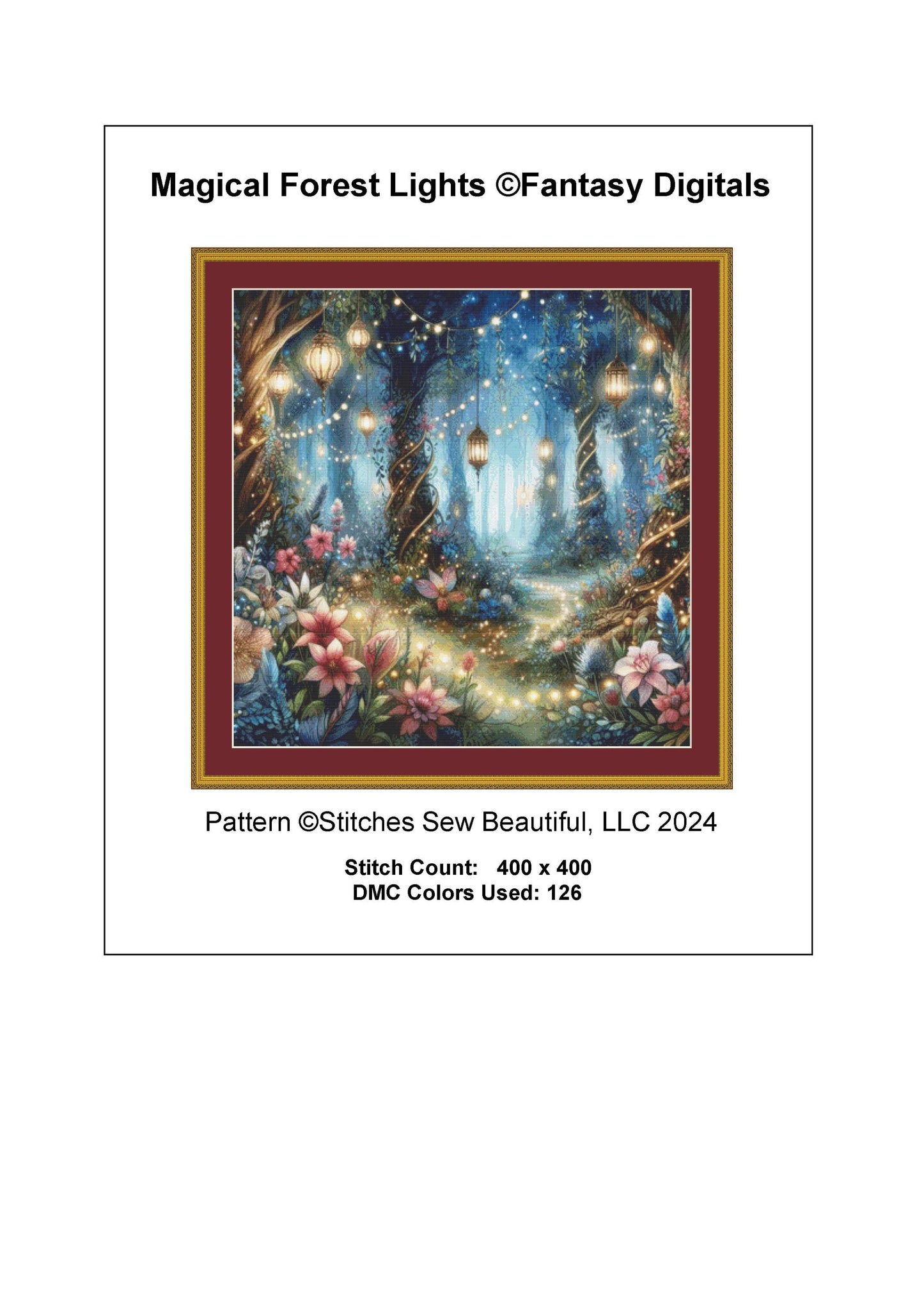 Magical Forest Lights counted cross stitch pattern by Fantasy Digitals