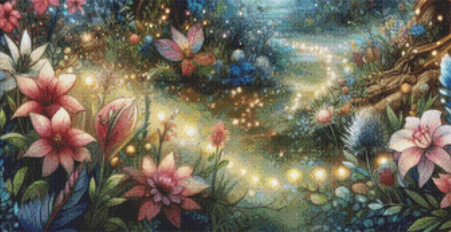 Magical Forest Lights counted cross stitch pattern by Fantasy Digitals