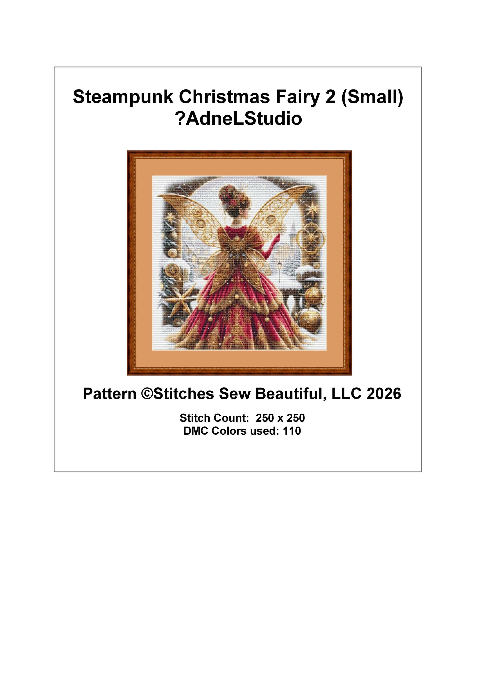 Steampunk Christmas Fairy 2 (Small) counted cross stitch pattern by AdneLStudio