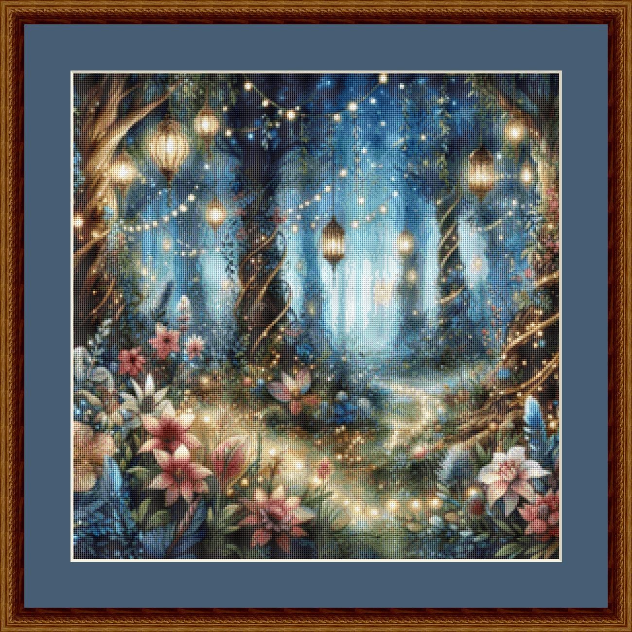Magical Forest Lights (Small) counted cross stitch pattern by FantasyDigitals