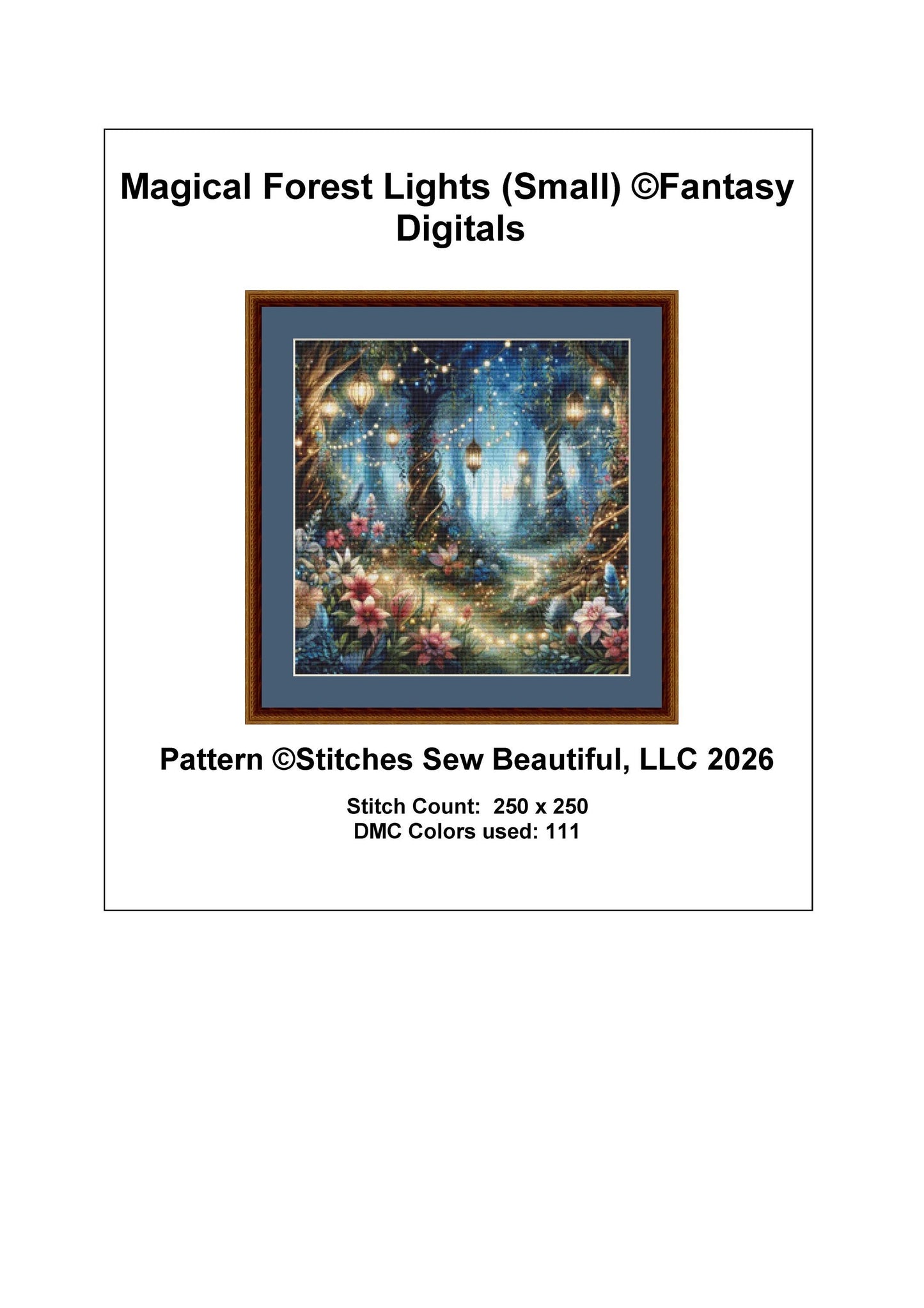 Magical Forest Lights (Small) counted cross stitch pattern by FantasyDigitals